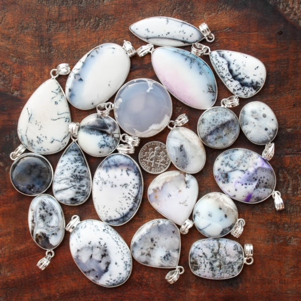Dendrite Opal Pendants s, Statement Pendant, Natural Gemstone Pendants, Imitation Jewelry For Women, Silver Plated Pendant ,