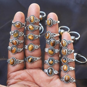 Natural Tiger Eye Crystal Rings, Silver Overlay Crystal Rings, Handmade Gemstone Rings, Baby Stone Rings, Hippie ring, Handmade Boho Rings image 3