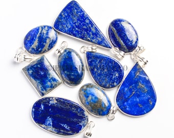 Natural Lapis Lazuli Crystal Pendant, 925 Silver Plated Pendants Bezel Pendants, Silver Plated Jewelry, Necklace Pendant, Handmade Pendants