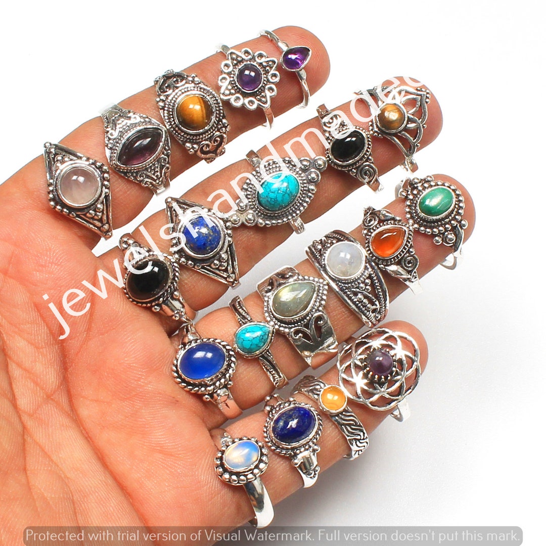 Mixed Crystal Rings Handmade Jewelry Rings Stacking Rings - Etsy