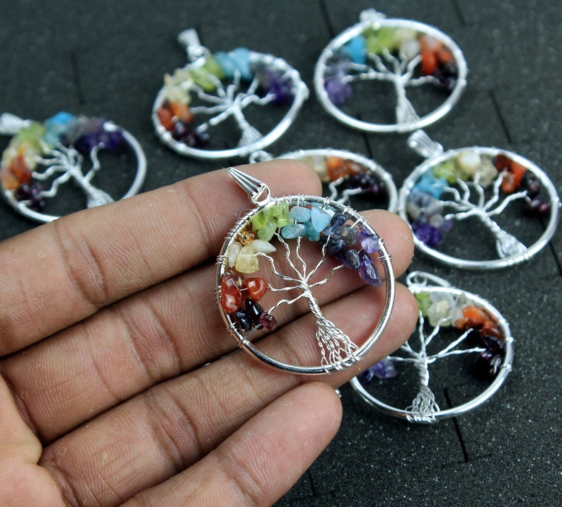 Tree of Life Pendant 7 Chakra Necklace Tree of Life | Etsy