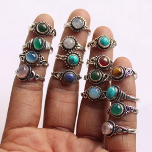 Natural Amethyst Gemstone Ring, Small Baby Ring, Silver Plated Gemstone Ring Lot, Handmade Ring, German Silver Ring, Handmade Rings Lot image 1