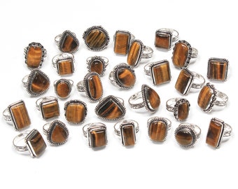 Tiger Eye Rings, Natural Tiger Eye Gemstone Handmade Rings For Women, Wholesale Crystal Rings