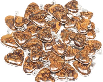 Mariam Jasper Gemstone Handmade Bezel Heart Pendants Necklace Wholesale Mariam Crystal Pendant For Women