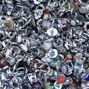 Assorted Gemstone Rings, Handmade Rings, Boho Rings, hippie ring, silver Overlay ring for women, crystal rings, chunky rings, rings for gift zdjęcie 5