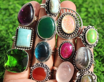 Handmade jewelry vintage rings bundle - Silver Overlay rings