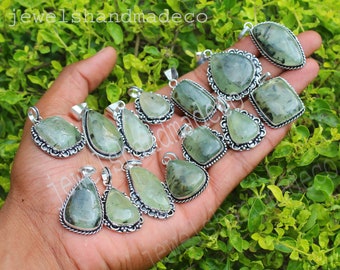 Prehnite Pendant Necklace, Natural Prehnite Crystal Handmade Pendant Necklace For Women Jewelry, Wholesale Pendant For Bulk Sale