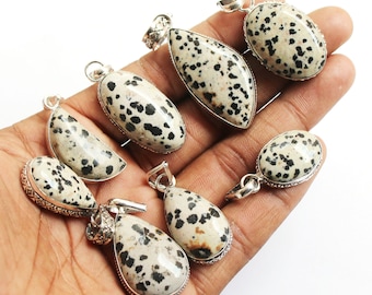 Dalmatian Gemstone Pendants, Silver Plated Pendant Necklace,5 To 200 Pcs Pendant Pendant, Handmade Women Jewelry, Hot Selling