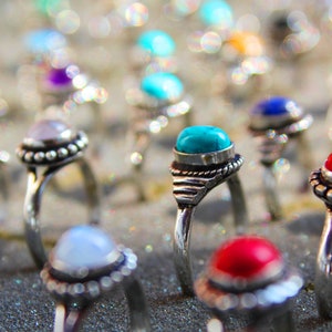 Natural Amethyst Gemstone Ring, Small Baby Ring, Silver Plated Gemstone Ring Lot, Handmade Ring, German Silver Ring, Handmade Rings Lot image 2