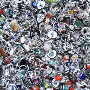 Assorted Gemstone Rings, Handmade Rings, Boho Rings, hippie ring, silver Overlay ring for women, crystal rings, chunky rings, rings for gift zdjęcie 2