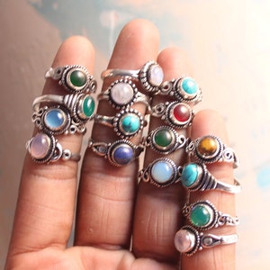 Natural Amethyst Gemstone Ring, Small Baby Ring, Silver Plated Gemstone Ring Lot, Handmade Ring, German Silver Ring, Handmade Rings Lot image 7
