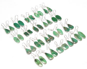 Boucles d'oreilles en cristal de chrysoprase naturelle pour femmes boucles d'oreilles superposées en argent bijoux de mariage faits à la main beaux boucles d'oreilles cristaux bijoux