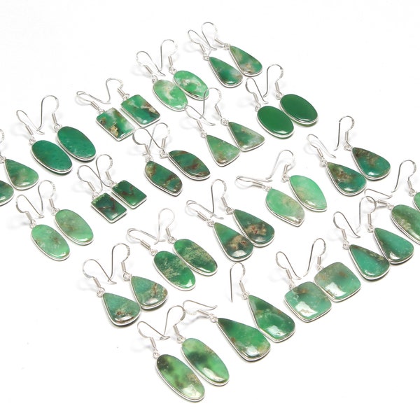 Natural Chrysoprase Crystal Earrings For Women Silver Overlay Earrings Wedding Jewelry Handmade Beautiful Crystals Earrings Jewelry