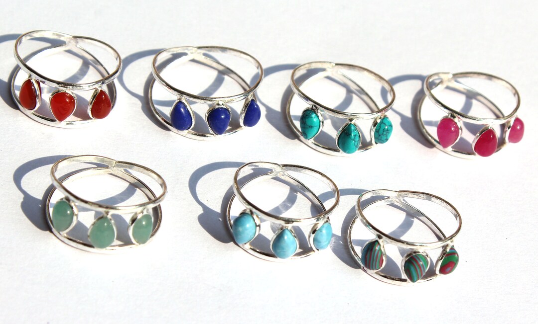 Multi Color Ring, Silver Plated Ring, Handmade Ring, Gemstone Ring ...
