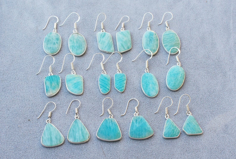 Natural Amazonite Crystal Earring, Silver Overlay Earring, Hippie Earring, Wedding Earring, Handmade Earring, Beautiful Crystals Earrings, image 5