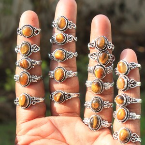 Natural Tiger Eye Crystal Rings, Silver Overlay Crystal Rings, Handmade Gemstone Rings, Baby Stone Rings, Hippie ring, Handmade Boho Rings image 5