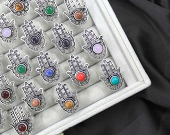 Crystal Gemstone Rings, hippie rings, Handmade Jewelry Ring, vintage Rings, bulk rings, chunky rings, Hand Rings Lot, Silver Overlay Rings