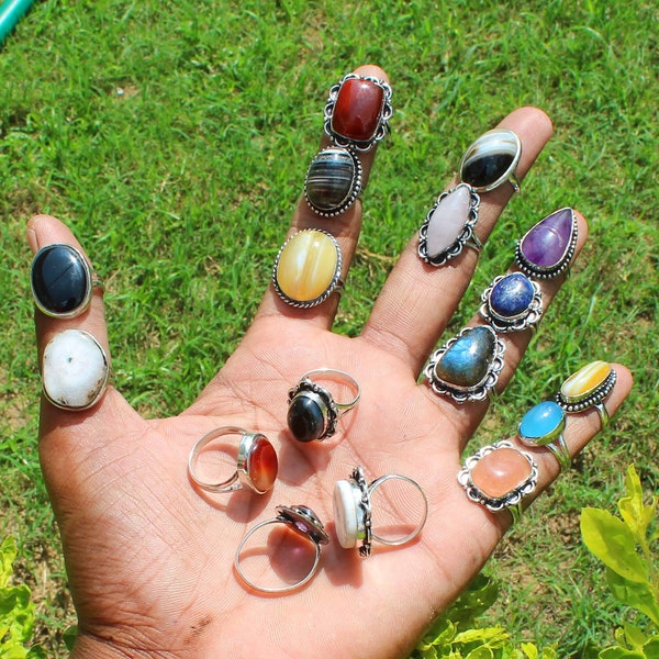 Handmade jewelry vintage rings, hippie rings, silver rings for women, crystal rings, chunky rings, boho rings for gift, birthstone rings