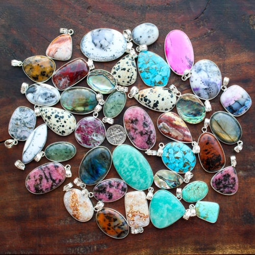 2 Lbs Crystal necklace pendant bulk lot, Gemstone necklace shops for women