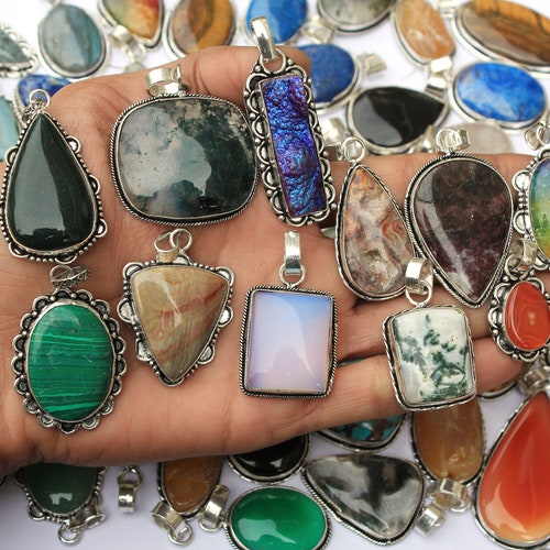 2 Lbs Crystal necklace pendant bulk lot, Gemstone necklace shops for women