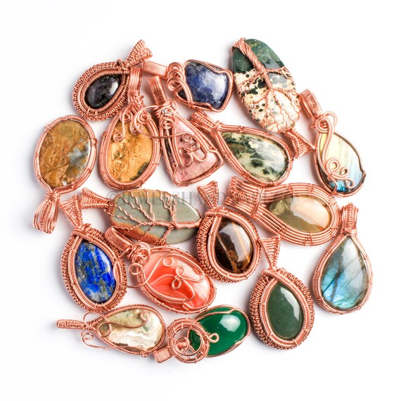 Assorted Copper Crystal Pendants Tree of Life Pendant Lot Random