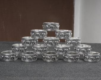 Vintage Rings Ethnic Jewelry, Wholesale Lot Elephant Design Rings, Spinner Look Like Silver Overlay Rings