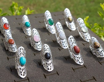Handgemachte Ringe für Frauen Gothic Schmuck, Vintage Schmuck Silber Overlay Ringe, Kristall Ringe, Edelstein Statement Frauen Ringe