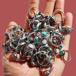 Natural Amethyst Gemstone Ring, Small Baby Ring, Silver Plated Gemstone Ring Lot, Handmade Ring, German Silver Ring, Handmade Rings Lot image 4