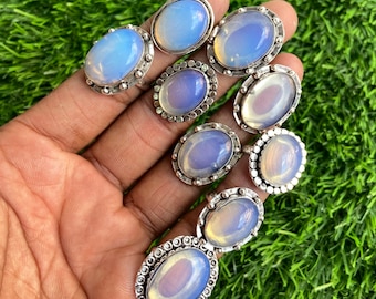 Opalite Gemstone Rings, 925 Silver Plated Handmade Rings, Silver Plated Jewelry, Rings For Women, Opalite Jewelry, Free Shipping Ring Lot,