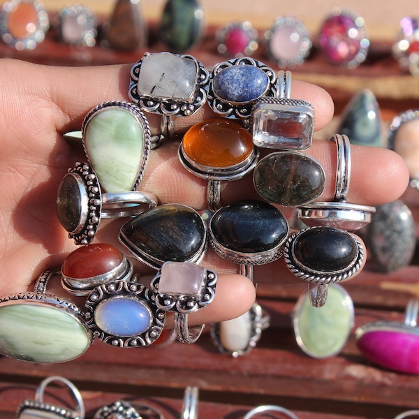 Rings For Women Natural & Mix Gemstone Rings, hippie Rings, Vintage Rings, bulk rings, chunky vintage Rings for women