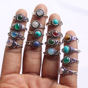 Natural Amethyst Gemstone Ring, Small Baby Ring, Silver Plated Gemstone Ring Lot, Handmade Ring, German Silver Ring, Handmade Rings Lot image 9