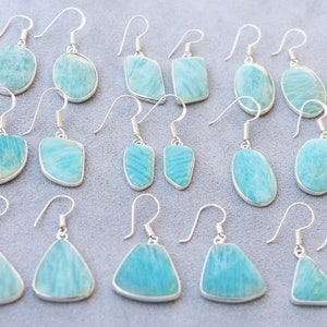 Natural Amazonite Crystal Earring, Silver Overlay Earring, Hippie Earring, Wedding Earring, Handmade Earring, Beautiful Crystals Earrings, image 9