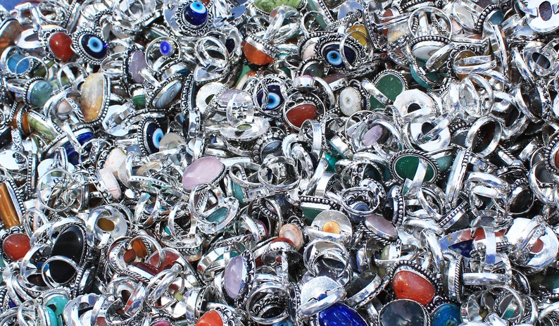 Assorted Gemstone Rings, Handmade Rings, Boho Rings, hippie ring, silver Overlay ring for women, crystal rings, chunky rings, rings for gift zdjęcie 8