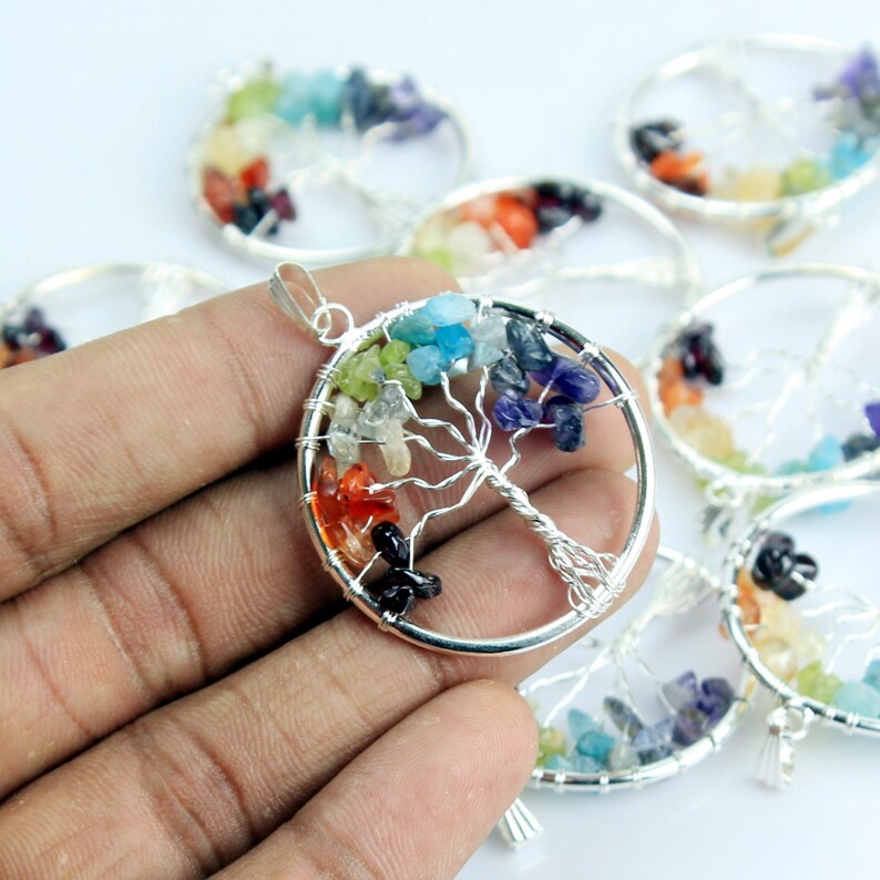 Tree of Life Pendant 7 Chakra Necklace Tree of Life | Etsy