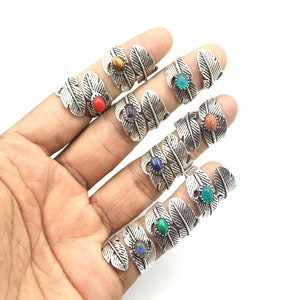 Assorted Crystal Gemstone Ring, Adjustable Ring, Silver Plated Ring, Boho Handmade Ring, Women Adjustable Ring Lot image 5