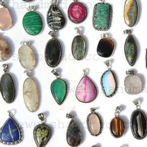 Assorted Crystal Necklace Pendants, Silver Overlay Pendants, Handmade Pendants, Hippie Necklace Pendants, Vintage Pendants Jewelry Lot image 5