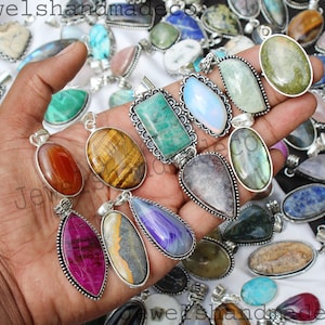 Assorted Crystal Necklace Pendants, Silver Overlay Pendants, Handmade Pendants, Hippie Necklace Pendants, Vintage Pendants Jewelry Lot image 4