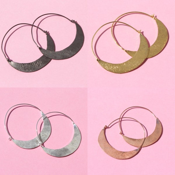 Handmade Jewelry. Sterling Silver Plated Earrings. Copper Jewelry. Contemporary Earrings. Metal Earrings. Silver Dangle Matte Brass Earrings