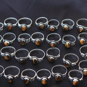 Natural Tiger Eye Crystal Rings, Silver Overlay Crystal Rings, Handmade Gemstone Rings, Baby Stone Rings, Hippie ring, Handmade Boho Rings image 8