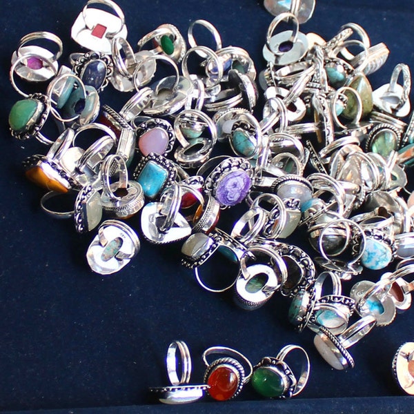 Assorted crystal rings bulk lot - Mixed US Sizes 6-10 - handmade jewelry