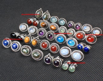 Ohrstecker, Ohrringe Für Frauen mit Natürlichen Kristallen, Multi Edelstein Boho Vintage Handgemachte Ohrringe Schmuck