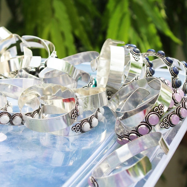 Crystal Bracelet!! Assorted Crystal Cuff Bangle, Adjustable Bangle, Women Bangle, Silver Overlay Cuff Bangles