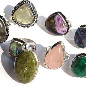 Crystal Ring, Handmade jewelry vintage rings, hippie rings, silver rings for women, crystal rings, chunky rings, boho rings for gift
