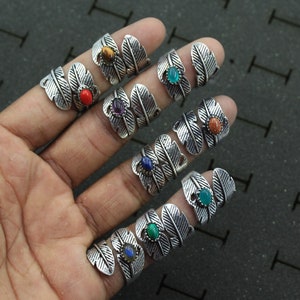 Assorted Crystal Gemstone Ring, Adjustable Ring, Silver Plated Ring, Boho Handmade Ring, Women Adjustable Ring Lot image 2