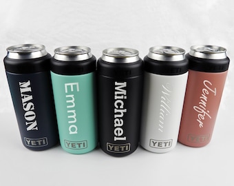 Personalized YETI Colster 12 oz Slim Can Insulator Cooler Holder Groomsmen Birthday Gift for Him Dad Handmade Boyfriend Son Custom Engraved