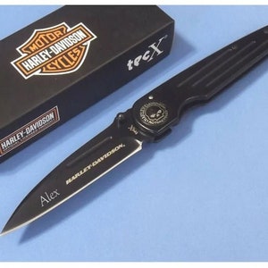 Personalized HARLEY DAVIDSON Pocket Knife Motorcycle Bikes Biker Groomsmen Gift for Him Dad Men Husband Boyfriend Grandpa Birthday Christmas
