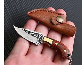 Personalized Small Keychain Pocket Knife Handmade Pocket Knife Knives Box Cutter for Him Men Husband Her Women Boyfriend Son Custom Engraved