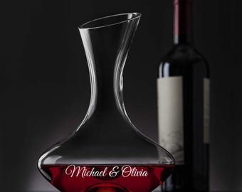 Personalized Glass Wine Decanter Bottle Barware Glassware Wedding Birthday Anniversary Gift for Her Him Mom Dad Custom Engraved