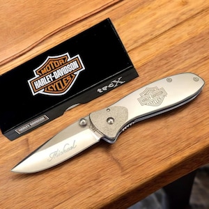 Personalized HARLEY DAVIDSON Pocket Knife Motorcycle Bikes Biker Groomsmen Gift for Him Dad Men Husband Boyfriend Grandpa Birthday Christmas
