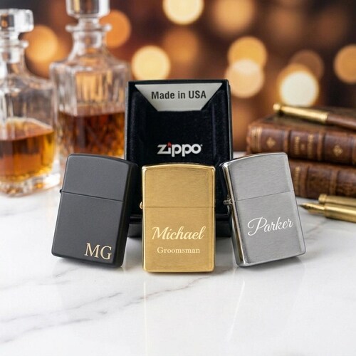 Personalized ZIPPO LIGHTERS for Men Women Custom Engraved Groomsmen Gifts for Him Dad Boyfriend Husband Wedding Vintage Birthday Christmas